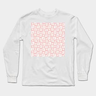 Floral Checker Board - pastel blush pink Long Sleeve T-Shirt